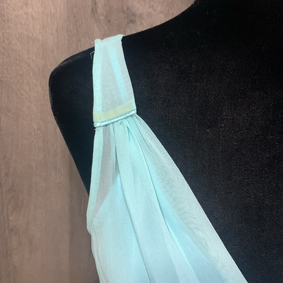 Vintage Express Fashions Sheer Aqua Blue Sleeveless Party Dress Women's Size 2 - Picture 7 of 13